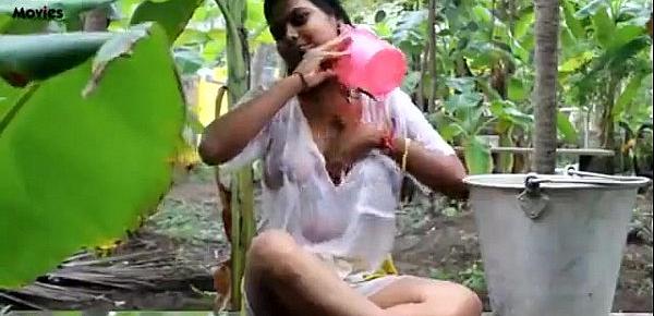  Indian hot cute servant girl showing her boobs and seducing neighbour at out door - Wowmoyback - XVI